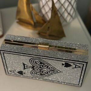 Ace of spades deck of cards rhinestone clutch Vegas bachelorette wedding formal